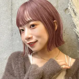 ミディアム カラー 暖色/艶髪/ボブ/ ショート/Ayaのヘアスタイル