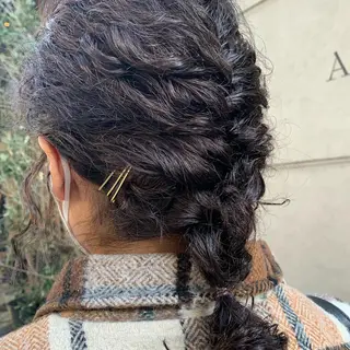 ミディアム ヘアアレンジ Asti blanche所属・ブリーチなしWカラー /地毛風/小林凪沙のヘアスタイル