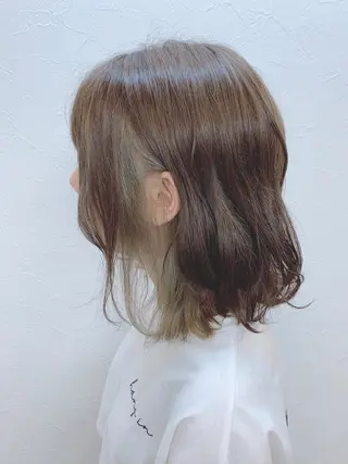ミディアム カラー 菅沼 まみのヘアスタイル
