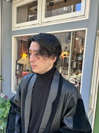 ショート パーマ メンズ 清水千優/パーマ/透 明感カラー/メンズのヘアスタイル