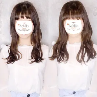 セミロング カラー パーマ ヘアアレンジ メンズ キッズ ネイル マツエク・マツパ ACHFILO モデル募集のヘアスタイル