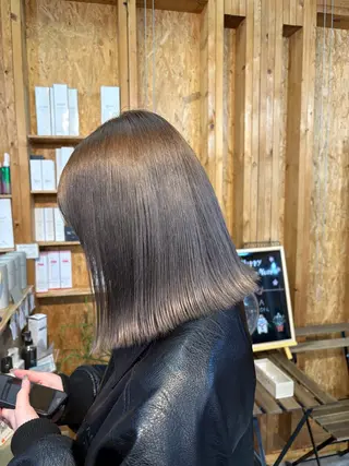 カラー まろみ暖色×ボブ ×chia🕯のヘアスタイル