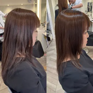 セミロング 縮毛矯正/白髪ぼかし ショートボブ/鈴木のヘアスタイル