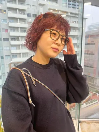 ショート カラー パーマ レイヤー／似合わせ TAKUYAのヘアスタイル