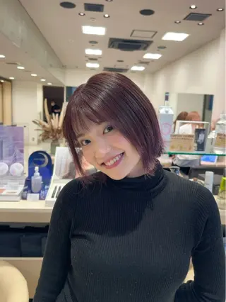 ミディアム クロスパーマ/うる艶 カラー/Kurumiのヘアスタイル