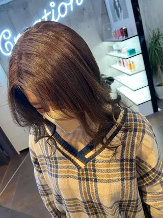 ミディアム カラー ミルクティーハイトー ン💖Mikaのヘアスタイル