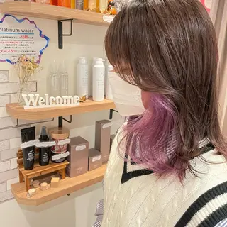 ミディアム カラー 大人可愛い/レイヤー /ブリーチ/溝口誠二のヘアスタイル