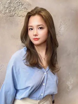 ミディアム ブリーチなしダブル カラー縮毛矯正　下野のヘアスタイル