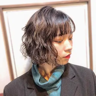 ショート カラー パーマ ノグチ ユウキ/ボブのヘアスタイル