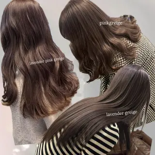 セミロング カラー ミルクティー× グレージュMOMOのヘアスタイル