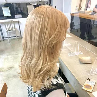 セミロング カラー ヘアアレンジ 🎀暖色カラー🎀 ♡yurika♡のヘアスタイル