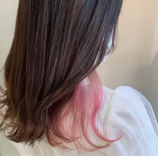 セミロング カラー ❤️ブリーチなし💚 ダブルカラー平野実花のヘアスタイル