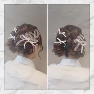 セミロング ヘアアレンジ ヘアセット/着付け 𓇼 松本 夏美𓇼のヘアスタイル