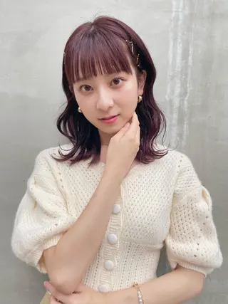 セミロング カラー ヘアアレンジ ブリーチなしカラー ダブルカラーエクステのヘアスタイル