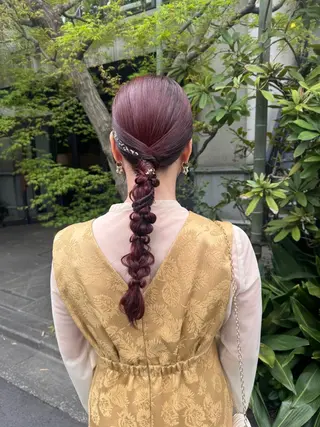 セミロング ヘアアレンジ 🎗️【ヘアセット 美眉】吉川玲🎗️のヘアスタイル