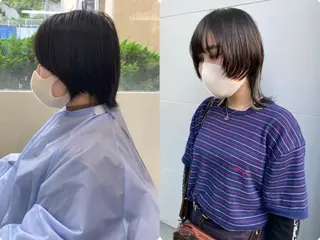 ショート カラー ヘアアレンジ レイヤーウルフ エクステ磯部のヘアスタイル