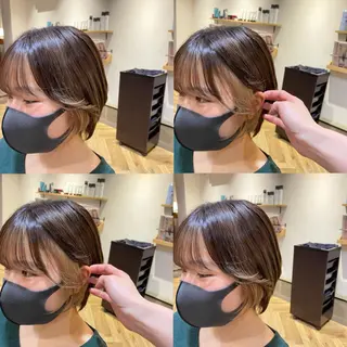 ショート カラー 艶カラー/韓国顔周り 🎀mamiのヘアスタイル