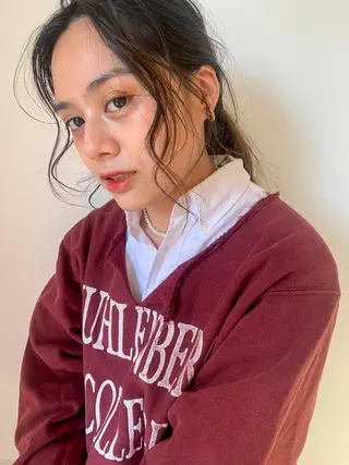 ミディアム カラー パーマ CEINE OURのヘアスタイル