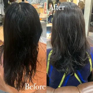 ロング パーマ 傷ませない縮毛矯正／ 吉岡 美江のヘアスタイル