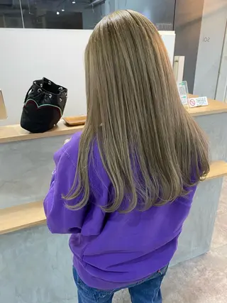 ロング カラー 森貴裕/ベージュ/ パーマ/オリーブのヘアスタイル