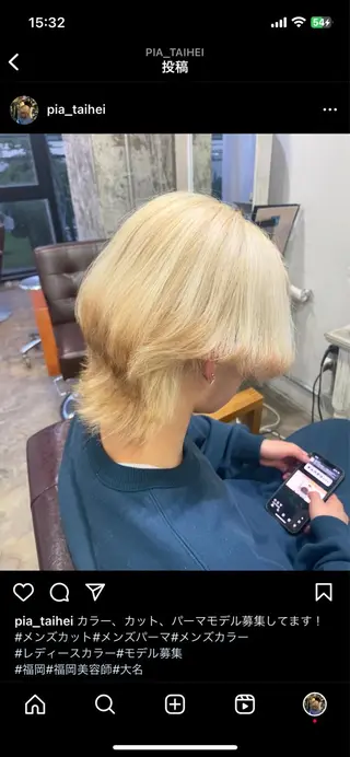カラー メンズ 福岡美容室【pia】 タイヘイのヘアスタイル