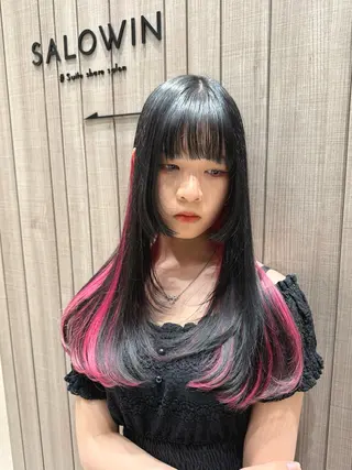 ロング カラー ヘアアレンジ SALOWIN京都河原町Suite店所属・外国人風レイヤー/ ハイトーンSHUのヘアスタイル