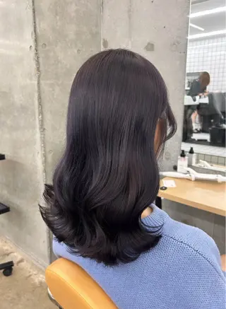 セミロング カラー 🌷ラベンダーピンク 顔まわり🌷ねいろのヘアスタイル