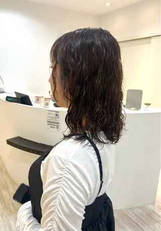 ミディアム パーマ つぼみ/パーマ ／レイヤー／ボブのヘアスタイル