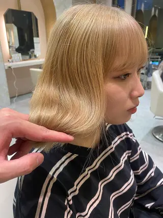 ミディアム カラー 店長/mao/ 前髪/顔周りカットのヘアスタイル