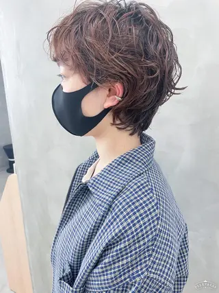 パーマ nuu所属・💜ショート💜 ウルフ、ボブ二色亜美のヘアスタイル