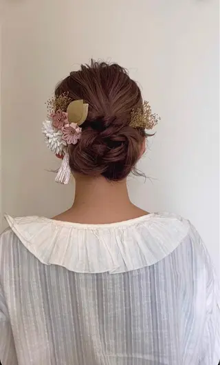 セミロング ヘアアレンジ 似合わせカット暖色 カラーhiyonaのヘアスタイル