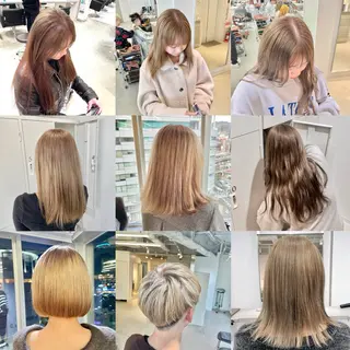 ミディアム カラー パーマ&ブリーチ /飯牟田/GEAR.のヘアスタイル