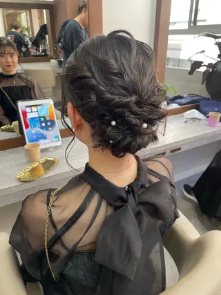 セミロング ヘアアレンジ 韓国風パーマ/ヘア セット/店長みづきのヘアスタイル