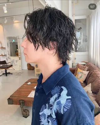 ミディアム パーマ メンズ メンズパーマ/メンズ カット　田中気理真のヘアスタイル