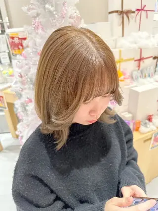 ミディアム 🫧暖色愛され透明感 🍒カラー千優のヘアスタイル