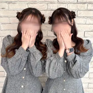 ロング ヘアアレンジ 韓国レイヤー 暖色カラー/さくらのヘアスタイル