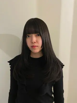 ロング カラー 渋谷 留菜のヘアスタイル