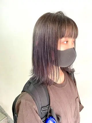 セミロング カラー 切りっぱなしボブ ソノキユウカのヘアスタイル