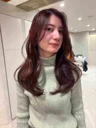 セミロング 梅田/レイヤーカット /ミルクティーカラーのヘアスタイル