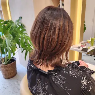 ミディアム カラー あかね☆ヘアアレンジ /ボブ/縮毛矯正のヘアスタイル