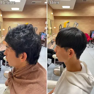 ミディアム パーマ メンズ 🔮メンズ縮毛矯正 毛流れパーマ💎竹永のヘアスタイル