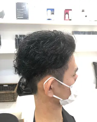 ショート パーマ メンズ 髪質改善× ハイライト溝江のヘアスタイル