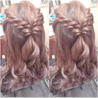 セミロング ヘアアレンジ 全席個室　暖色カラー Zina松園優香🌸のヘアスタイル