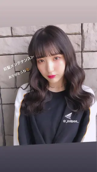 ミディアム 店長/mao/ 前髪/顔周りカットのヘアスタイル