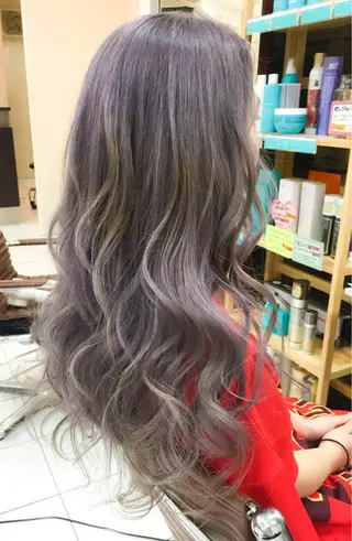 ロング カラー パーマ ヘアアレンジ モテ髪透明感❤️ デイズヘアカラーのヘアスタイル