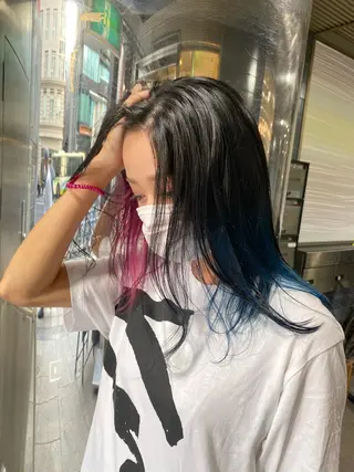 ミディアム カラー 梅田ハイトーン チダ ヒナノのヘアスタイル