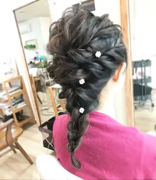 セミロング ヘアアレンジ ヘアセット/卒業式 袴着付け✨清水玲歌のヘアスタイル