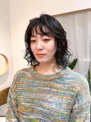 ミディアム パーマ ミディアムパーマ /癖毛パーマのヘアスタイル