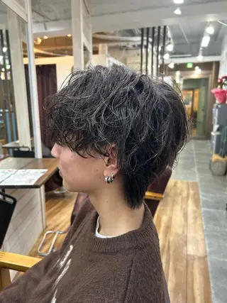 ショート パーマ メンズ CECIL hair なんば店所属・メンズパーマ 艶髪☆店長☆有馬のヘアスタイル