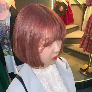 ミディアム カラー ピンクベージュ/新潟 万代/高橋桃葉🍑のヘアスタイル